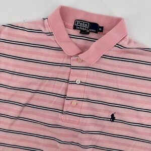 Polo Ralph Lauren Men's XL Striped Polo Shirt Pink Navy Blue Valentines Day